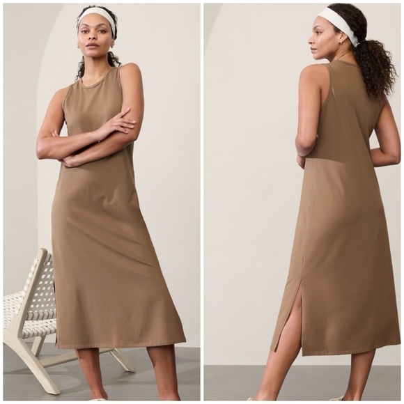 ATHLETA ESSENTIAL MIDI DRESS in Pyrite Small #850881